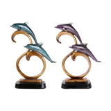 Maxbell Dolphin Figurines Dolphins Statue for Home Decorations Housewarming Gift Light Blue