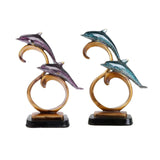 Maxbell Dolphin Figurines Dolphins Statue for Home Decorations Housewarming Gift Light Blue