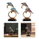 Maxbell Dolphin Figurines Dolphins Statue for Home Decorations Housewarming Gift Light Blue
