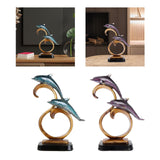 Maxbell Dolphin Figurines Dolphins Statue for Home Decorations Housewarming Gift Light Blue