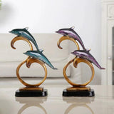 Maxbell Dolphin Figurines Dolphins Statue for Home Decorations Housewarming Gift Light Blue