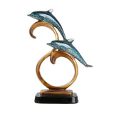 Maxbell Dolphin Figurines Dolphins Statue for Home Decorations Housewarming Gift Light Blue