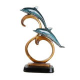 Maxbell Dolphin Figurines Dolphins Statue for Home Decorations Housewarming Gift Light Blue