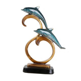 Maxbell Dolphin Figurines Dolphins Statue for Home Decorations Housewarming Gift Light Blue