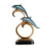 Maxbell Dolphin Figurines Dolphins Statue for Home Decorations Housewarming Gift Light Blue