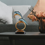 Maxbell Dolphin Figurines Dolphins Statue for Home Decorations Housewarming Gift Light Blue