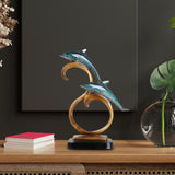 Maxbell Dolphin Figurines Dolphins Statue for Home Decorations Housewarming Gift Light Blue