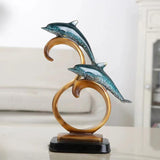 Maxbell Dolphin Figurines Dolphins Statue for Home Decorations Housewarming Gift Light Blue