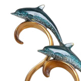 Maxbell Dolphin Figurines Dolphins Statue for Home Decorations Housewarming Gift Light Blue