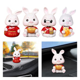 Maxbell Mini Rabbit Statues Car Dashboard Ornaments Shaking Head Rabbit Animal Toys Lucky