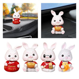 Maxbell Mini Rabbit Statues Car Dashboard Ornaments Shaking Head Rabbit Animal Toys Lucky