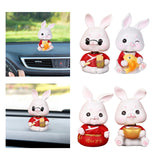 Maxbell Mini Rabbit Statues Car Dashboard Ornaments Shaking Head Rabbit Animal Toys Lucky