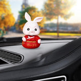 Maxbell Mini Rabbit Statues Car Dashboard Ornaments Shaking Head Rabbit Animal Toys Lucky