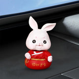 Maxbell Mini Rabbit Statues Car Dashboard Ornaments Shaking Head Rabbit Animal Toys Lucky