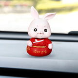 Maxbell Mini Rabbit Statues Car Dashboard Ornaments Shaking Head Rabbit Animal Toys Lucky