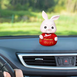 Maxbell Mini Rabbit Statues Car Dashboard Ornaments Shaking Head Rabbit Animal Toys Lucky