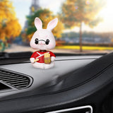 Maxbell Mini Rabbit Statues Car Dashboard Ornaments Shaking Head Rabbit Animal Toys Sign