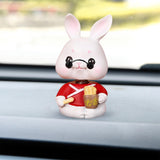 Maxbell Mini Rabbit Statues Car Dashboard Ornaments Shaking Head Rabbit Animal Toys Sign