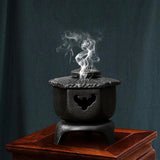 Maxbell Antique Incense Burner Centerpiece Gift Censer for Patio Desktop Garden Black