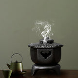 Maxbell Antique Incense Burner Centerpiece Gift Censer for Patio Desktop Garden Black