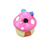 Maxbell Mini Mushroom House Miniature Figurine Mushroom Model for Bonsai Decoration Pink
