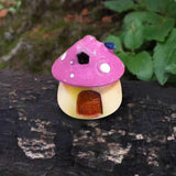 Maxbell Mini Mushroom House Miniature Figurine Mushroom Model for Bonsai Decoration Pink
