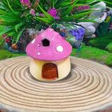 Maxbell Mini Mushroom House Miniature Figurine Mushroom Model for Bonsai Decoration Pink