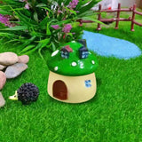 Maxbell Mini Mushroom House Miniature Figurine Mushroom Model for Bonsai Decoration Green