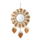 Maxbell Tassel Tapestry Wall Mounted Makeup Mirror Decoration for Guest Bathroom