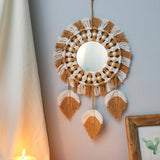 Maxbell Tassel Tapestry Wall Mounted Makeup Mirror Decoration for Guest Bathroom