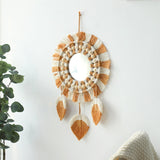 Maxbell Tassel Tapestry Wall Mounted Makeup Mirror Decoration for Guest Bathroom