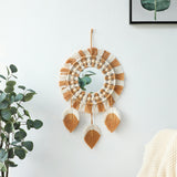 Maxbell Tassel Tapestry Wall Mounted Makeup Mirror Decoration for Guest Bathroom