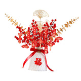 Maxbell Red Chinese New Year Decoration Spring Festival Bonsai Table Centerpiece White
