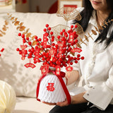 Maxbell Red Chinese New Year Decoration Spring Festival Bonsai Table Centerpiece White