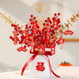 Maxbell Red Chinese New Year Decoration Spring Festival Bonsai Table Centerpiece White