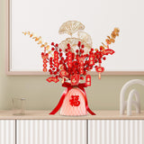 Maxbell Red Chinese New Year Decoration Spring Festival Bonsai Table Centerpiece Pink