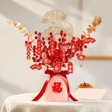 Maxbell Red Chinese New Year Decoration Spring Festival Bonsai Table Centerpiece Pink