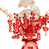 Maxbell Red Chinese New Year Decoration Spring Festival Bonsai Table Centerpiece Pink