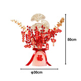 Maxbell Red Chinese New Year Decoration Spring Festival Bonsai Table Centerpiece Pink