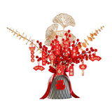 Maxbell Red Chinese New Year Decoration Spring Festival Bonsai Table Centerpiece Gray