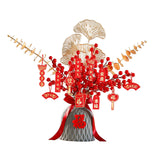 Maxbell Red Chinese New Year Decoration Spring Festival Bonsai Table Centerpiece Gray