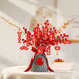 Maxbell Red Chinese New Year Decoration Spring Festival Bonsai Table Centerpiece Gray