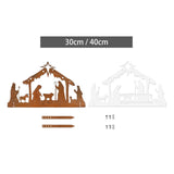 Maxbell Nativity Scene Silhouette Metal Nativity Religious Figure for Lawn Patio 30cmx19cm Brown