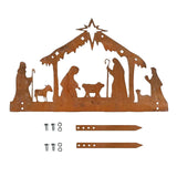 Maxbell Nativity Scene Silhouette Metal Nativity Religious Figure for Lawn Patio 30cmx19cm Brown