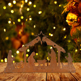 Maxbell Nativity Scene Silhouette Metal Nativity Religious Figure for Lawn Patio 30cmx19cm Brown