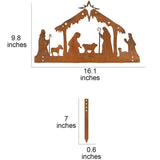 Maxbell Nativity Scene Silhouette Metal Nativity Religious Figure for Lawn Patio 40cmx25cm Brown