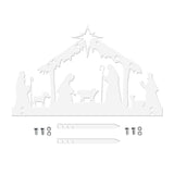 Maxbell Nativity Scene Silhouette Metal Nativity Religious Figure for Lawn Patio 30cmx19cm White