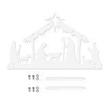 Maxbell Nativity Scene Silhouette Metal Nativity Religious Figure for Lawn Patio 30cmx19cm White