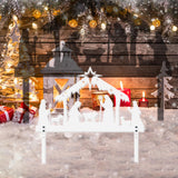 Maxbell Nativity Scene Silhouette Metal Nativity Religious Figure for Lawn Patio 30cmx19cm White