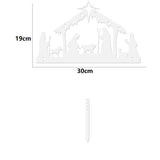 Maxbell Nativity Scene Silhouette Metal Nativity Religious Figure for Lawn Patio 30cmx19cm White